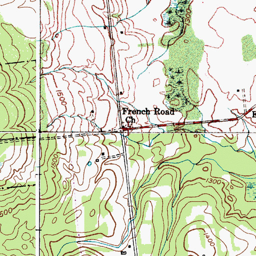 Topographic Map of French Road Church, NY