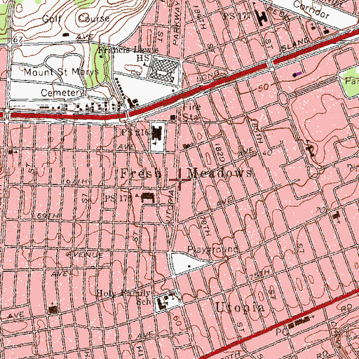 Topographic Map of Fresh Meadows, NY