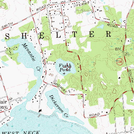 Topographic Map of Fresh Pond, NY