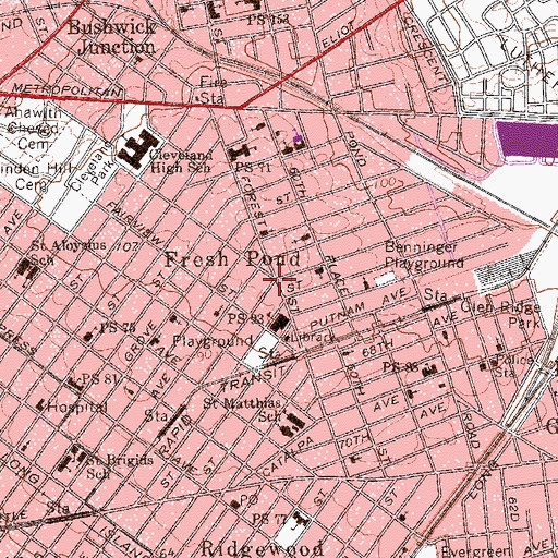 Topographic Map of Fresh Pond, NY