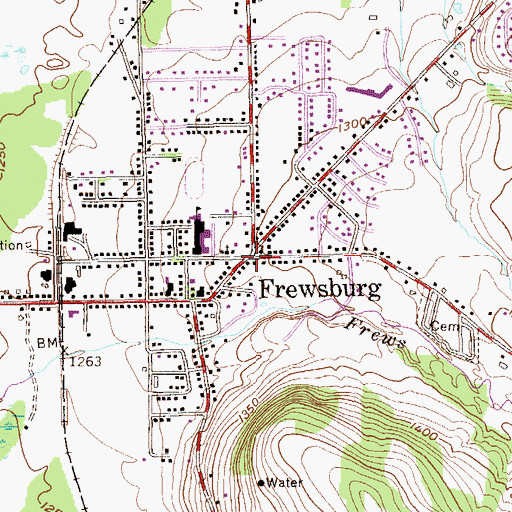 Topographic Map of Frewsburg, NY