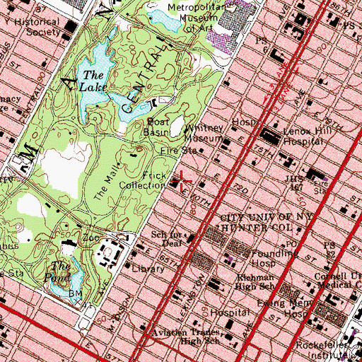 Topographic Map of Frick Collection, NY