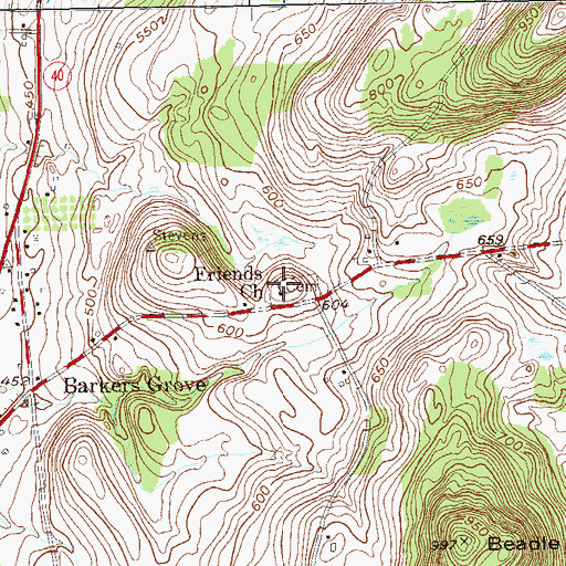 Topographic Map of Friends Church, NY