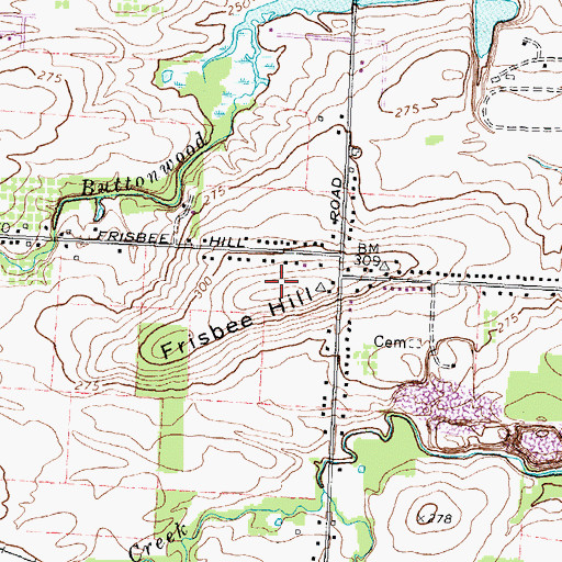 Topographic Map of Frisbee Hill, NY