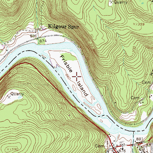 Topographic Map of Frisbie Island, NY