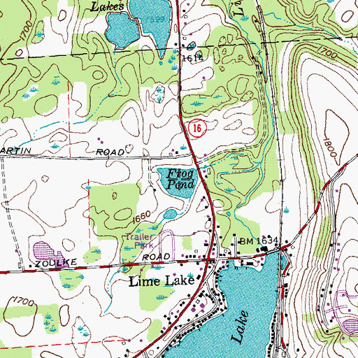 Topographic Map of Frog Pond, NY