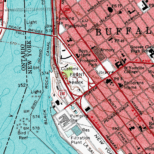 Topographic Map of Front Park, NY