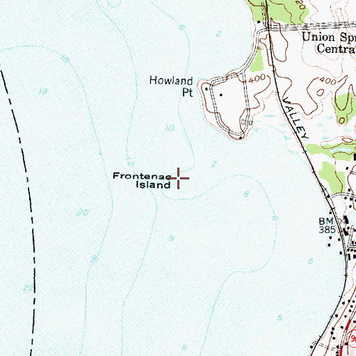 Topographic Map of Frontenac Island, NY