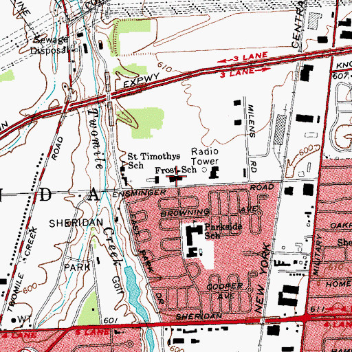 Topographic Map of Frost School, NY