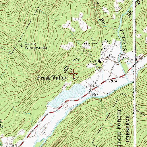 Topographic Map of Frost Valley, NY