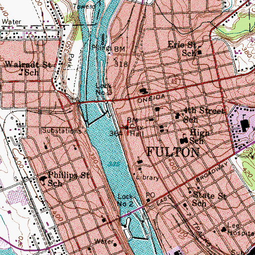 Topographic Map of Fulton, NY