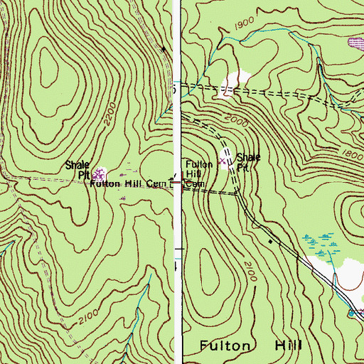 Topographic Map of Fulton Hill Cemetery, NY