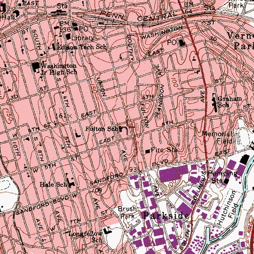 Topographic Map of Robert Fulton Public School, NY