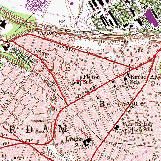 Topographic Map of Fulton School (historical), NY