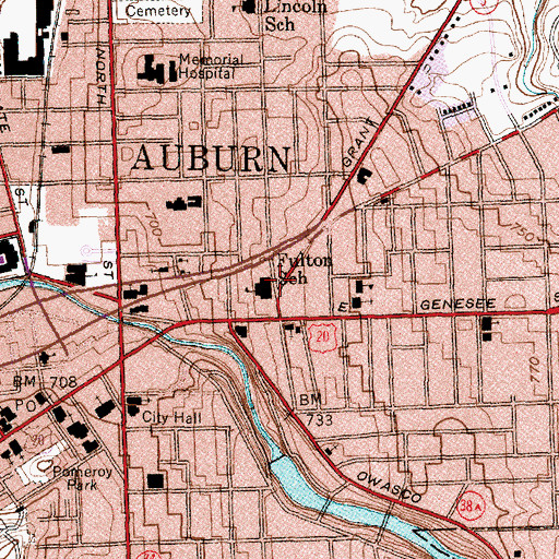 Topographic Map of Fulton School, NY