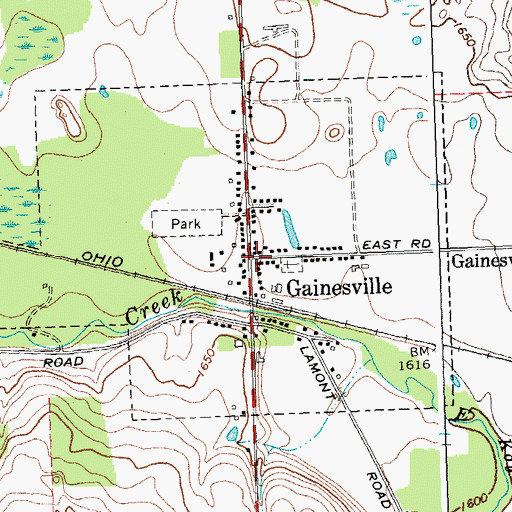 Topographic Map of Gainesville, NY