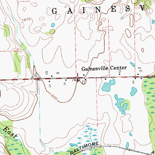 Topographic Map of Gainesville Center, NY