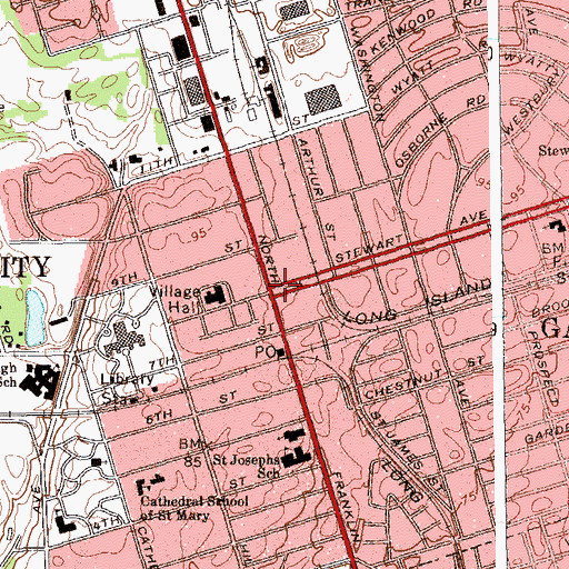 Topographic Map of Garden City, NY