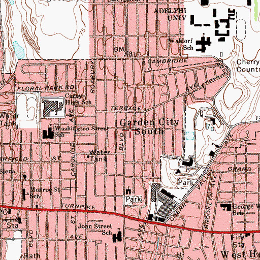 Topographic Map of Garden City South, NY