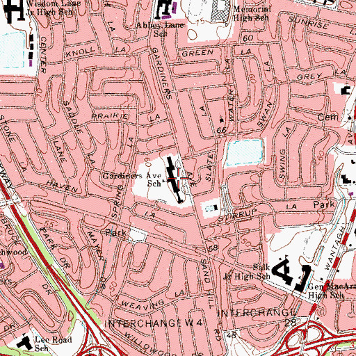 Topographic Map of Gardiners Avenue School, NY