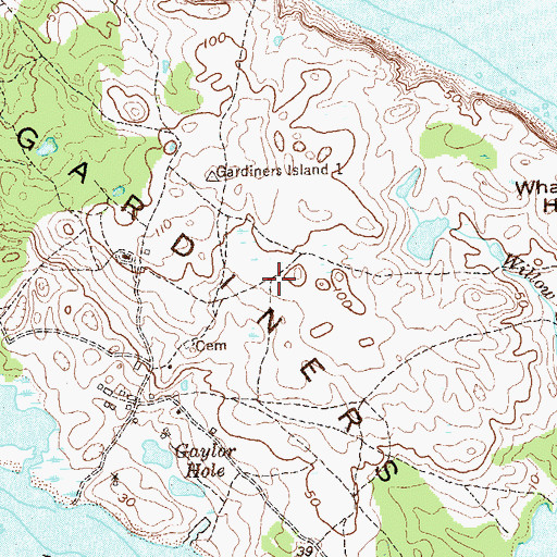 Topographic Map of Gardiners Island, NY