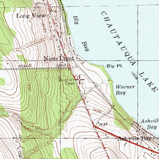 Topographic Map of Bly Cemetery, NY