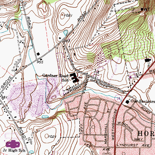 Topographic Map of Gardner Road Elementary School, NY