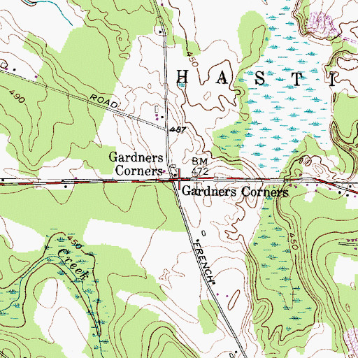 Topographic Map of Gardners Corners, NY