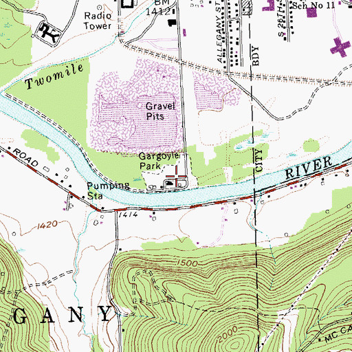 Topographic Map of Gargoyle Park, NY