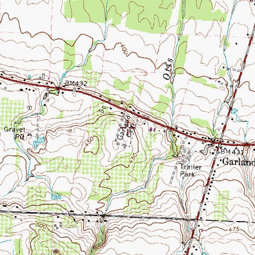 Topographic Map of Garland Cemetery, NY