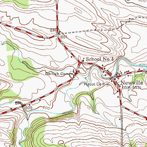 Topographic Map of Garlock Cemetery, NY