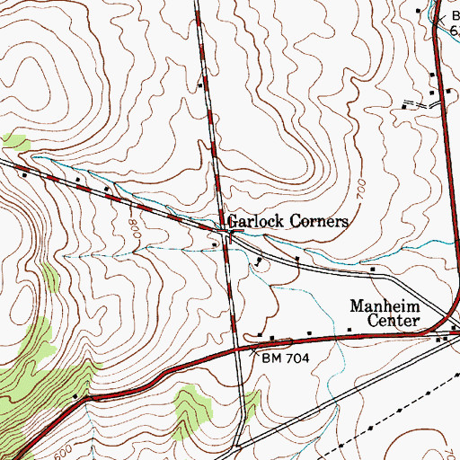 Topographic Map of Garlock Corners, NY