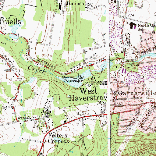 Topographic Map of Garnerville Reservoir, NY