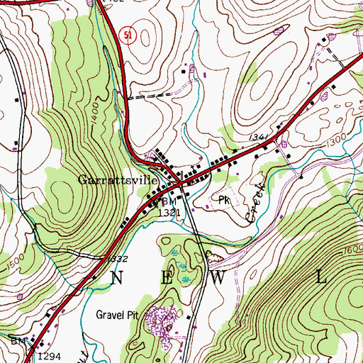 Topographic Map of Garrattsville, NY