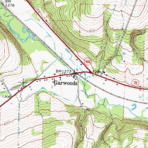 Topographic Map of Garwoods, NY