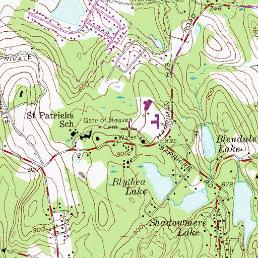 Topographic Map of Gate of Heaven Cemetery, NY