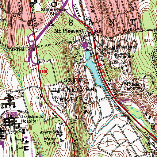 Topographic Map of Gate of Heaven Cemetery, NY