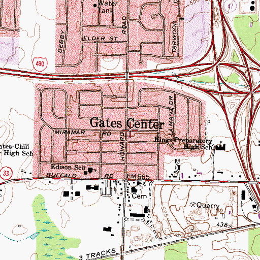 Topographic Map of Gates Center, NY