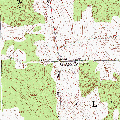 Topographic Map of Gates Corners, NY