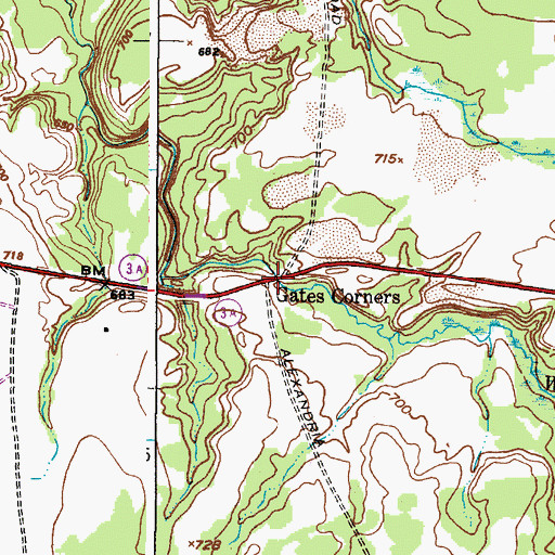 Topographic Map of Gates Corners, NY