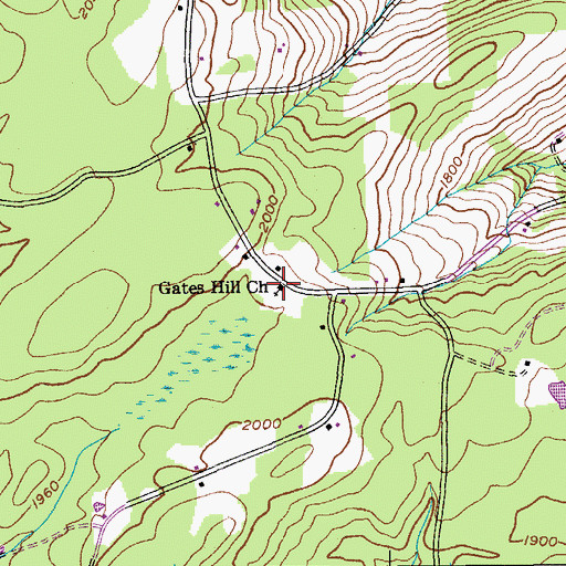 Topographic Map of Gates Hill Church, NY