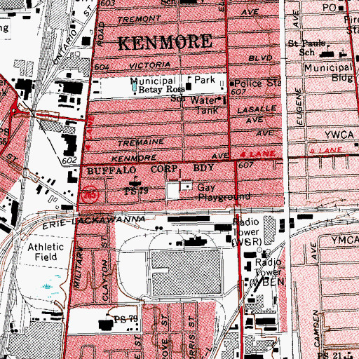 Topographic Map of Gay Playground, NY