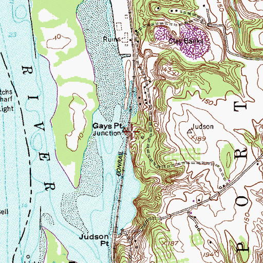Topographic Map of Gays Point, NY