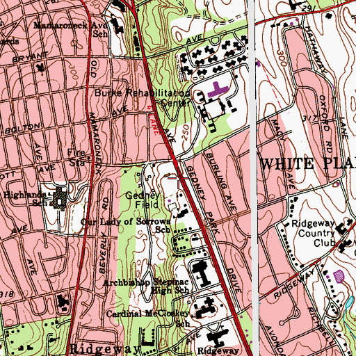 Topographic Map of Gedney Field, NY
