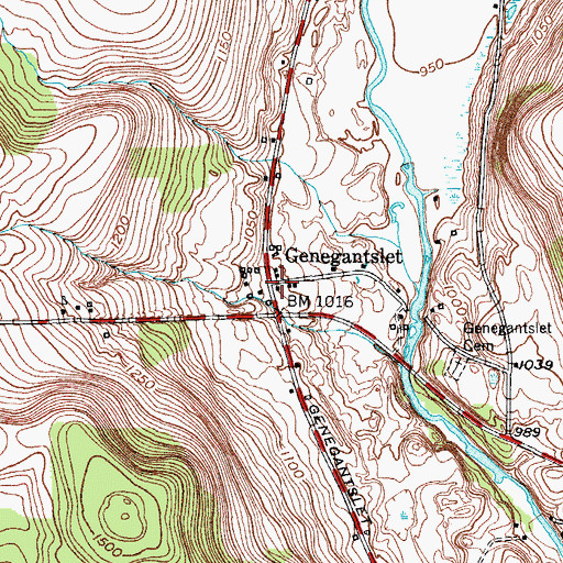 Topographic Map of Genegantslet, NY