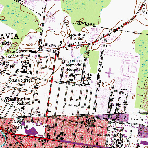 Topographic Map of United Memorial Medical Center, NY
