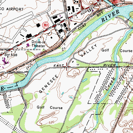 Topographic Map of Genesee Valley Park, NY