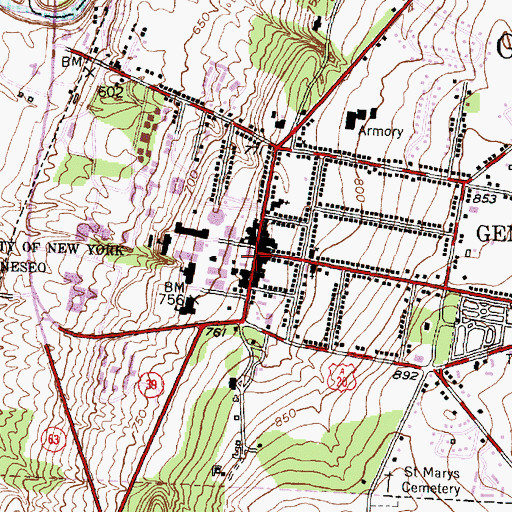 Topographic Map of Geneseo, NY