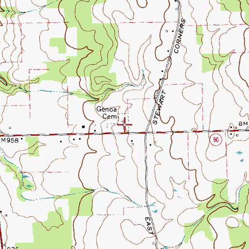 Topographic Map of Genoa Rural Cemetery, NY