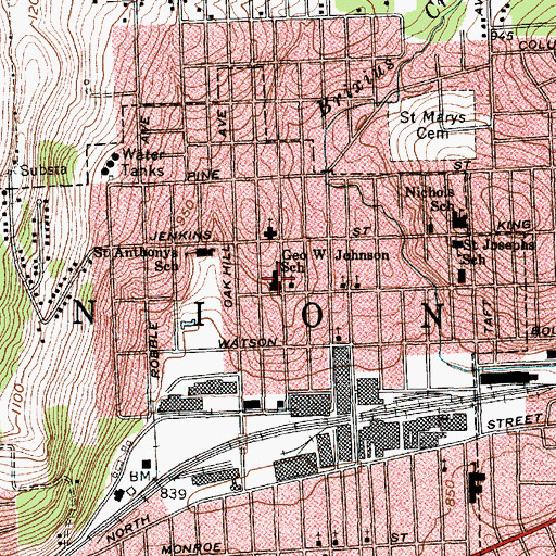 Topographic Map of George W Johnson School, NY